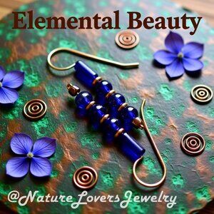 Cobalt Blue Beads & Glass Rods ~ Beaded Stick Earrings! Lightweight! Sexy! Chic!